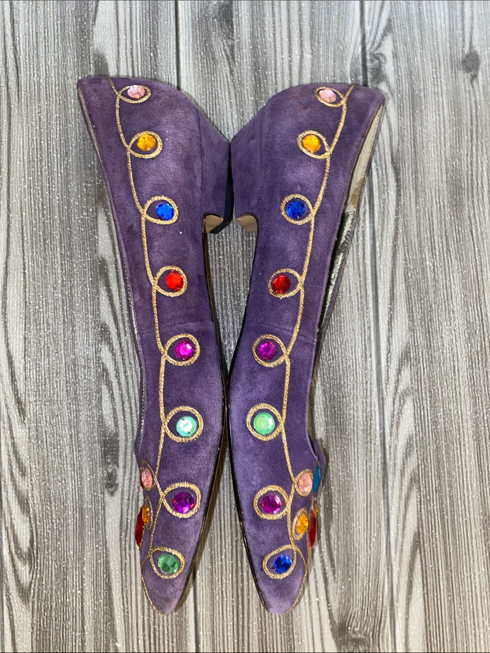 Vintage J.Renee Purple Velvet Jeweled Pointed Flats - Picture 7 of 7
